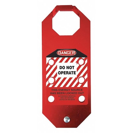 Stopout Lockout Hasp, Red, Aluminum, 6 Max. No. of Padlocks, 9/32 in Max. Shackle Dia. KDH641