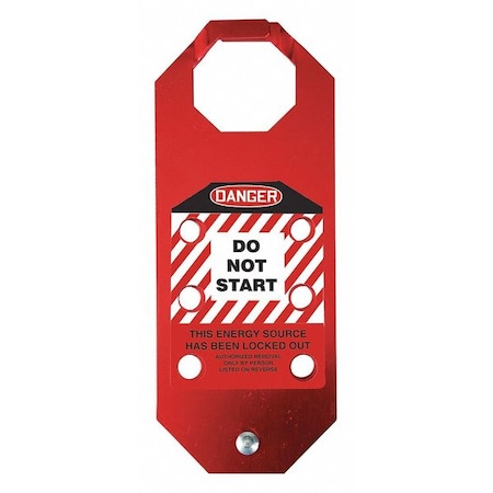 Stopout Lockout Hasp, Red, Aluminum, 6 Max. No. of Padlocks, 9/32 in Max. Shackle Dia. KDH647