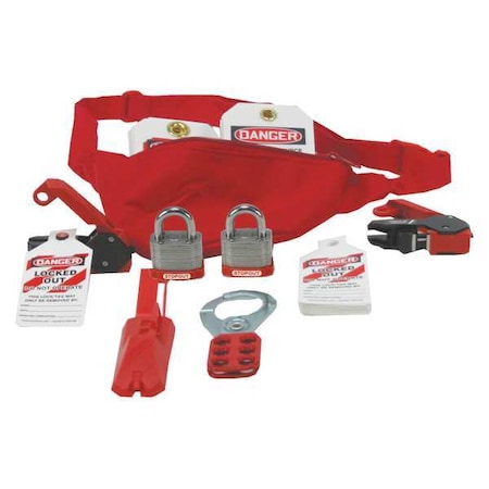 Stopout Lockout/Tagout Kit, Red, Nylon, Pouch Case KSK115