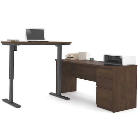 Bestar Electric Adjustable Table, 70-29/32"D x 71-7/64"W x 28" to 45"H, Chocolate 99885-69