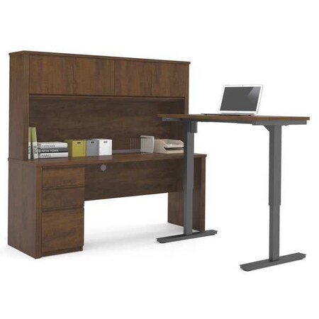 Bestar Electric Adjustable Table, 70-29/32"D x 71-7/64"W x 28" to 45"H, Chocolate 99886-69