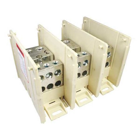Burndy Power Distribution Block, Open, 3 Pole, 350 A Copper, 600 V AC/DC BDBMCS2F3