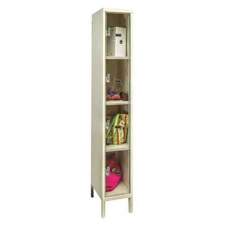Hallowell Box Locker, 12 in W, 15 in D, 78 in H, (1) Wide, (4) Tier, Tan USVP1258-4PT