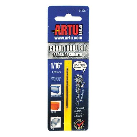 Artu 1/16" Cobalt Jobber Length Drill Bit 01306