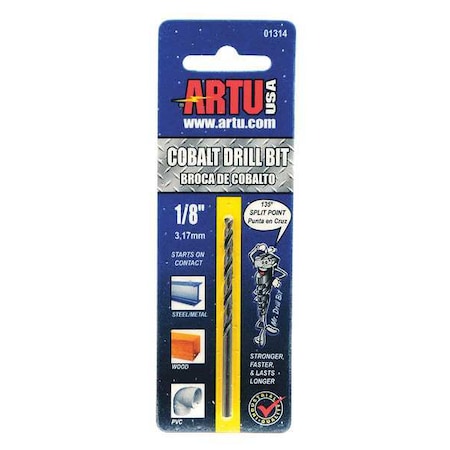 Artu 1/8" Cobalt Jobber Length Drill Bit 01314