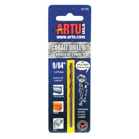 Artu 9/64" Cobalt Jobber Length Drill Bit 01316