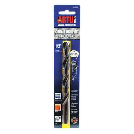 Artu 1/2" Cobalt Jobber Length Drill Bit 01362