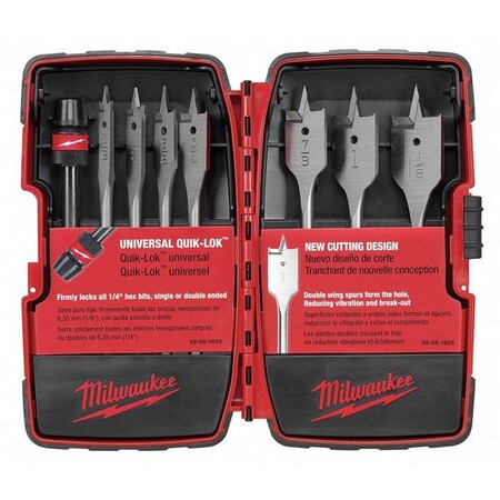 Milwaukee Tool Wood Boring Bit Set, 6-1/16 In L, PK8 49-22-0175
