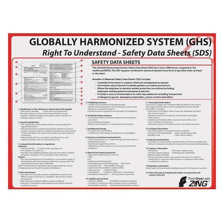 Zing Poster, Right To Understand - SDS Training, Plastic, 24 in W, 18 in H 6038