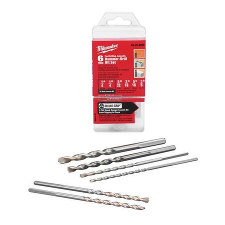 Milwaukee Tool 3-Flat Secure-Grip Hammer Drill Bit Set (6 PC) 48-20-8856