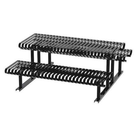 Thomas Steele Rectangle Picnic Table, Black, Steel, 6 Seats, 77-1/2 in L, Slat CRTP-6S-FS-B