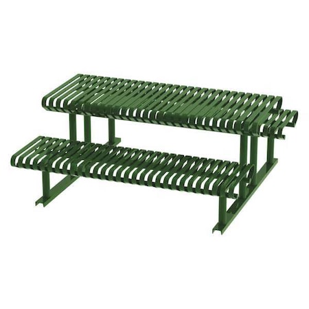 Thomas Steele Rectangle Picnic Table, Green, Steel, 6 Seats, 77-1/2 in L, Slat CRTP-6S-FS-LEX
