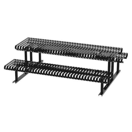Thomas Steele Rectangle Picnic Table, Black, Steel, 6 Seats, 94 in L, 30 in H Overall Slat CRTP-8S-FS-B