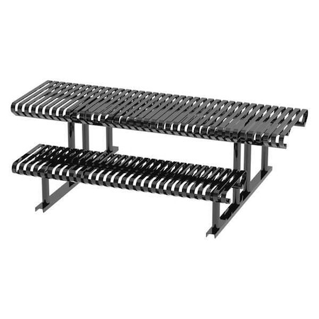 Thomas Steele Rectangle Picnic Table, Black, Steel, 6 Seats, 77-1/2 in L, 30 in H Overall Slat CRTP-8HCS-FS-B
