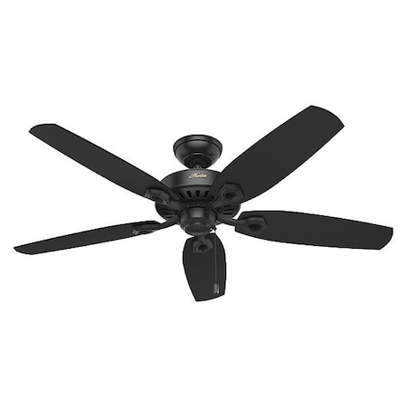 Hunter Decorative Ceiling Fan, 52 in Blade Dia, 5 Blades, 3 Speeds, 120V AC, Matte Black 53243