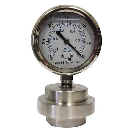Kodiak Controls Vacuum Gauge, 1/4 in. FNPT KC301L2530/0/DSM3511LP