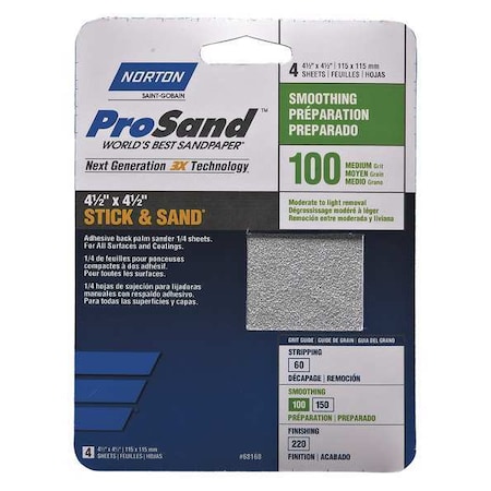 Norton Abrasives Sandpaper Sheet, Med, 100 Grit, PK20 07660768173