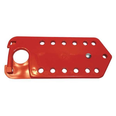 Zoro Select Lockout Hasp, Red, Recycled Plastic, 13 Max. No. of Padlocks, 3/8 in Max. Shackle Dia. 45MZ99