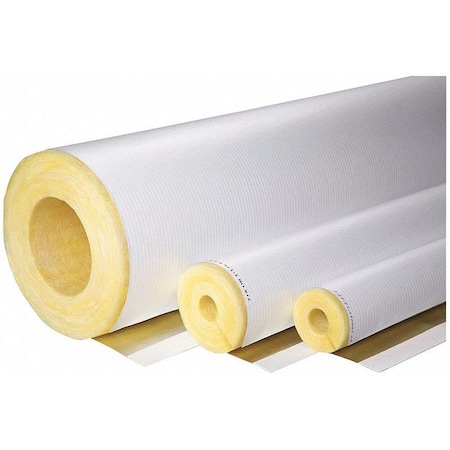 Johns Manville - 693658 - 1/2 in Thick, Hinged with Self Sealing Lap Fiberglass Pipe Insulation, 3 ft Insulation Length