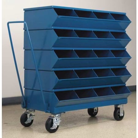 Stackbin Mobile Sectional Stacking Bin, 37 in W x 18.75 in D x 40 in H, 20 Compartments, Blue, Steel 3-320SSMB