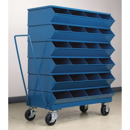 Stackbin Mobile Sectional Stacking Bin, 37 in W x 18.75 in D x 46.875 in H, 24 Compartments, Blue, Steel 3-324SSMB