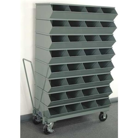 Stackbin Mobile Sectional Stacking Bin, 37 in W x 18.75 in D x 60-5/8 in H, 32 Compartments, Gray, Steel 3-332SSMB