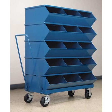 Stackbin Steel Sectional Stacking Bin, 20 1/2 in D x 49 3/4 in H x 37 in W, 6 Shelves, Blue 3-415SSMB