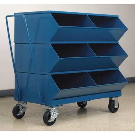Stackbin Mobile Sectional Stacking Bin, 37 in W x 24 in D x 37.875 in H, 6 Compartments, Blue, Steel 3-56SSMB