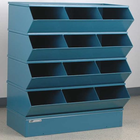 Stackbin Sectional Stacking Bin, 37 in W x 20.5 in D x 41.5 in H, 12 Compartments, Blue, High Gloss Steel 3-412SSB
