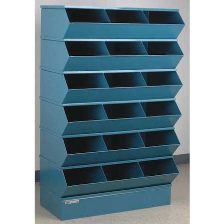Stackbin Sectional Stacking Bin, 37 in W x 20.5 in D x 59.25 in H, 18 Compartments, Blue, High Gloss Steel 3-418SSB