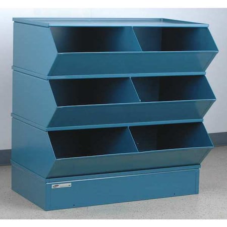 Stackbin Sectional Stacking Bin, 37 in W x 24 in D x 38-5/8 in H, 6 Compartments, Blue, High Gloss Steel 3-56SSB