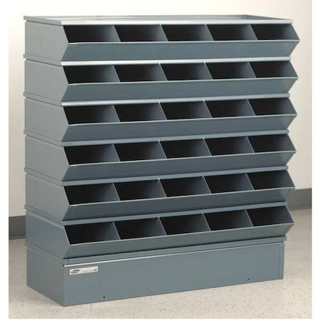 Stackbin Sectional Stacking Bin, 37 in W x 15.5 in D x 39 in H, 30 Compartments, Gray, High Gloss Steel 3-230SSB