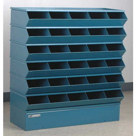 Stackbin Sectional Stacking Bin, 37 in W x 15.5 in D x 39 in H, 30 Compartments, Blue, High Gloss Steel 3-230SSB