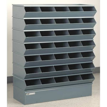 Stackbin Sectional Stacking Bin, 37 in W x 15.5 in D x 44.5 in H, 35 Compartments, Gray, High Gloss Steel 3-235SSB