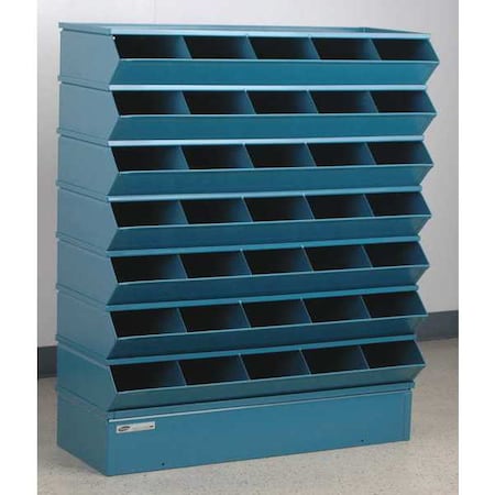 Stackbin Sectional Stacking Bin, 37 in W x 15.5 in D x 44.5 in H, 35 Compartments, Blue, High Gloss Steel 3-235SSB