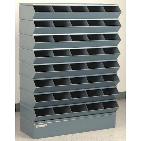 Stackbin Sectional Stacking Bin, 37 in W x 15.5 in D x 50 in H, 40 Compartments, Gray, High Gloss Steel 3-240SSB