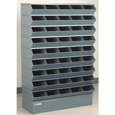 Stackbin Sectional Stacking Bin, 37 in W x 15.5 in D x 55.5 in H, 45 Compartments, Gray, High Gloss Steel 3-245SSB
