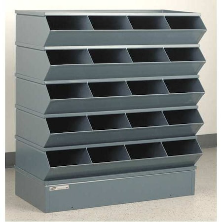 Stackbin Steel Sectional Stacking Bin, 18 3/4 in D x 40 5/8 in H x 37 in W, 3 Shelves, Gray 3-320SSB