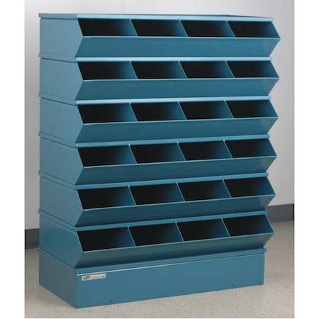 Stackbin Sectional Stacking Bin, 37 in W x 18.75 in D x 47.5 in H, 24 Compartments, Blue, High Gloss Steel 3-324SSB