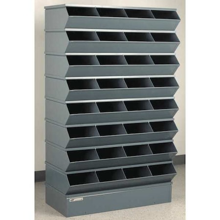 Stackbin Sectional Stacking Bin, 37 in W x 18.75 in D x 61.25 in H, 32 Compartments, Gray, High Gloss Steel 3-332SSB