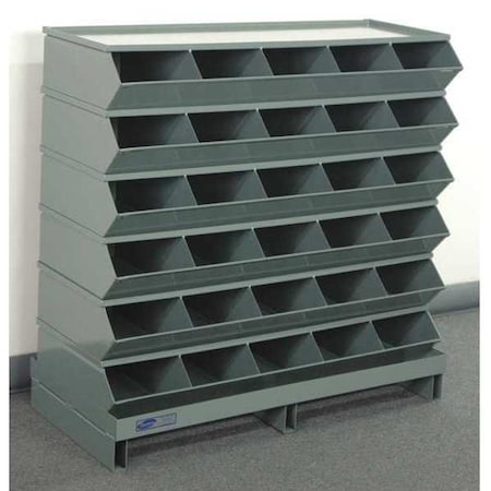 Stackbin Pallet Sectional Stacking Bin, 37 in W x 15.5 in D x 35.5 in H, 30 Compartments, Gray, Steel 3-230SSPB