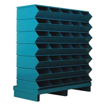 Stackbin Steel Sectional Stacking Bin, 15 1/2 in D x 41 in H x 37 in W, 8 Shelves, Blue 3-235SSPB