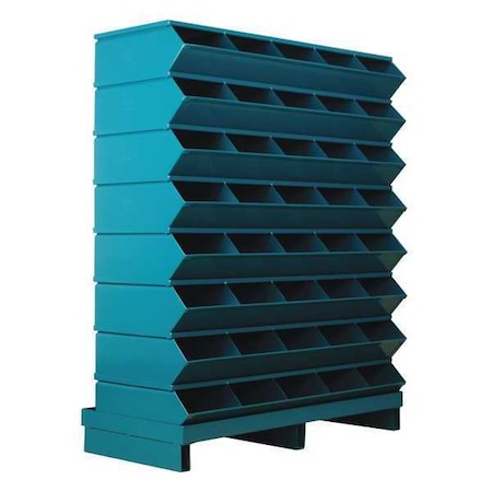 STACKBIN Steel Sectional Stacking Bin, 15 1/2 in D x 46 1/2 in H x 37 in W, 9 Shelves, Blue 3-240SSPB