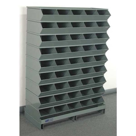 Stackbin Pallet Sectional Stacking Bin, 37 in W x 15.5 in D x 52 in H, 45 Compartments, Gray, Steel 3-245SSPB