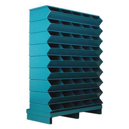 Stackbin Pallet Sectional Stacking Bin, 37 in W x 15.5 in D x 52 in H, 45 Compartments, Blue, Steel 3-245SSPB