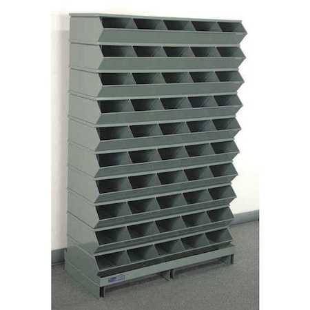Stackbin Pallet Sectional Stacking Bin, 37 in W x 15.5 in D x 57.5 in H, 50 Compartments, Gray, Steel 3-250SSPB
