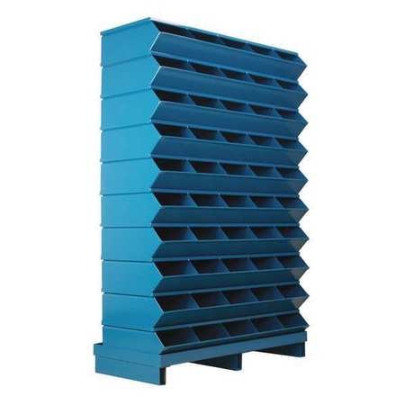 STACKBIN Steel Sectional Stacking Bin, 15 1/2 in D x 57 1/2 in H x 37 in W, 11 Shelves, Blue 3-250SSPB