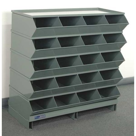 Stackbin Pallet Sectional Stacking Bin, 37 in W x 18.75 in D x 37.125 in H, 20 Compartments, Gray, Steel 3-320SSPB