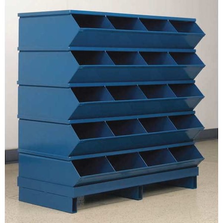 STACKBIN Steel Sectional Stacking Bin, 18 3/4 in D x 37 1/8 in H x 37 in W, 6 Shelves, Blue 3-320SSPB