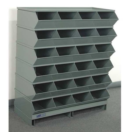 Stackbin Pallet Sectional Stacking Bin, 37 in W x 18.75 in D x 44 in H, 24 Compartments, Gray, Steel 3-324SSPB
